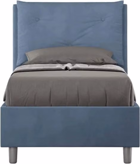BS COM Letto singolo con rete imbottito 80x200 microfibra blu