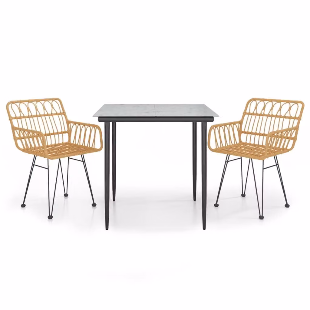 Set da Pranzo da Giardino 3 pz in Polyrattan