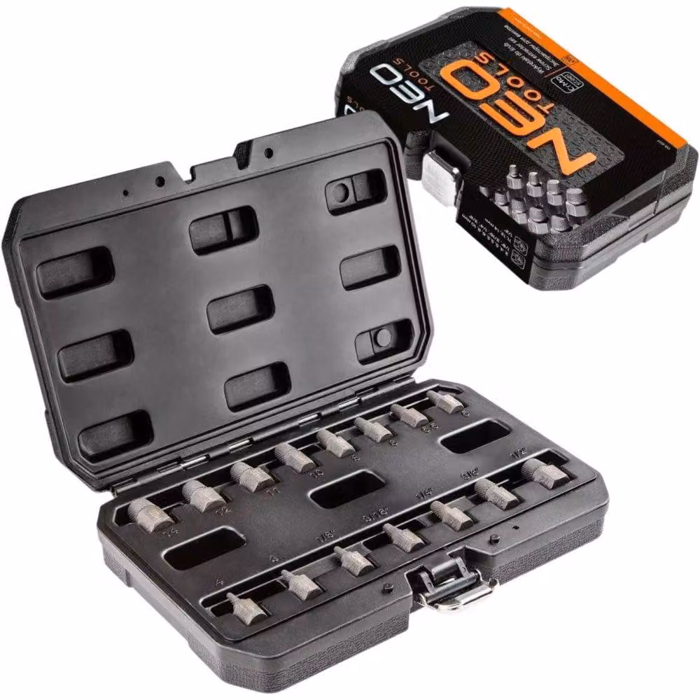 NEO TOOLS Estrattori di viti per viti rotte, set di 15 pezzi.