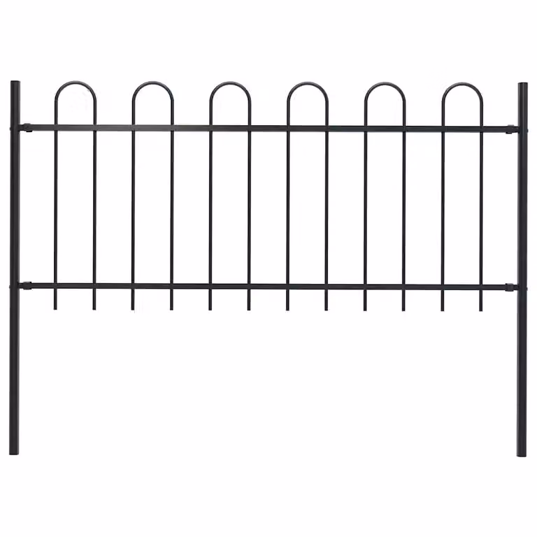 Recinzione da giardino vidaXL BOXTEL in acciaio con parte superiore ad anello, colore nero, H: 170 cm, L: 80 cm