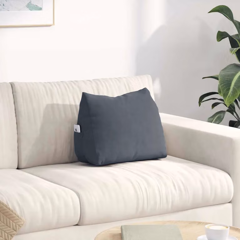 vidaXL Cuscino a Cuneo in Velluto a Costine Grigio con Rivestimento Rimovibile L: 45 cm, P: 20 cm, H: 35 cm
