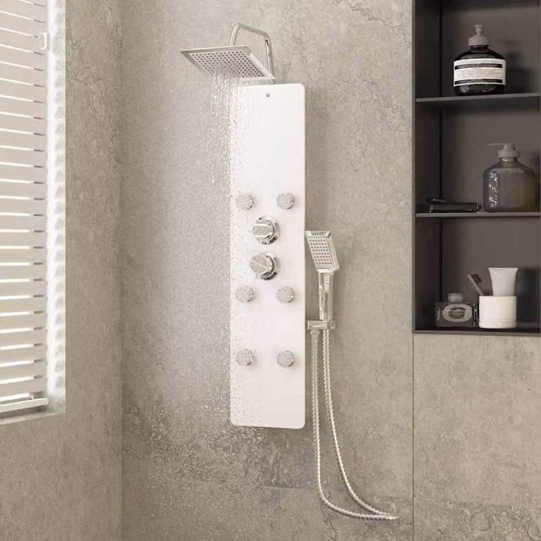 Pannello Doccia in Vetro vidaXL Bianco L/P/H: 25 x 47,5 x 130 cm