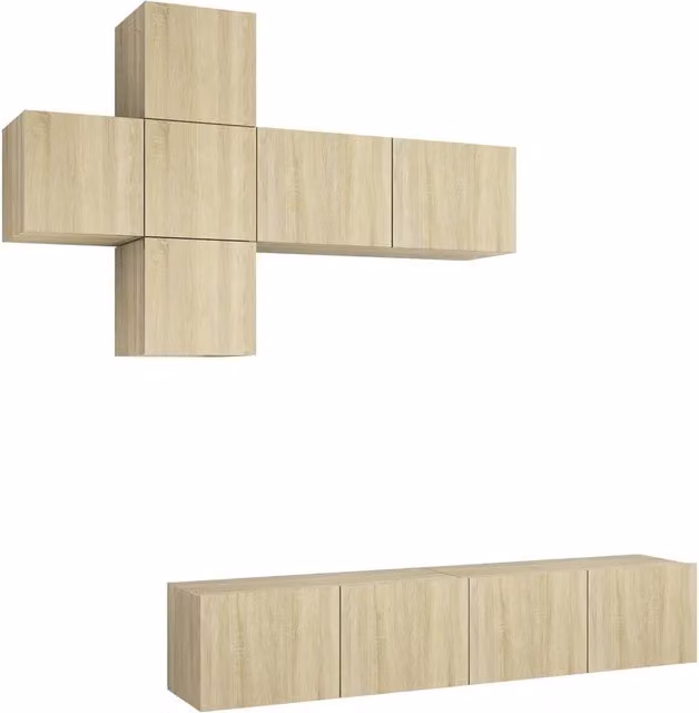 Set di Mobili Porta TV 7 pz | Armadietto TV | Mobile Porta TV Rovere Sonoma in Legno Multistrato