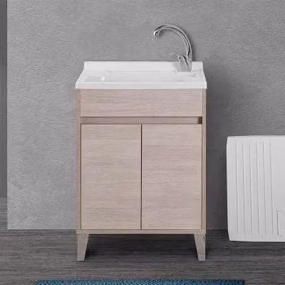 Mobile lavatoio Way rovere chiaro con vasca asse e kit scarico L: 60 cm, P: 50 cm