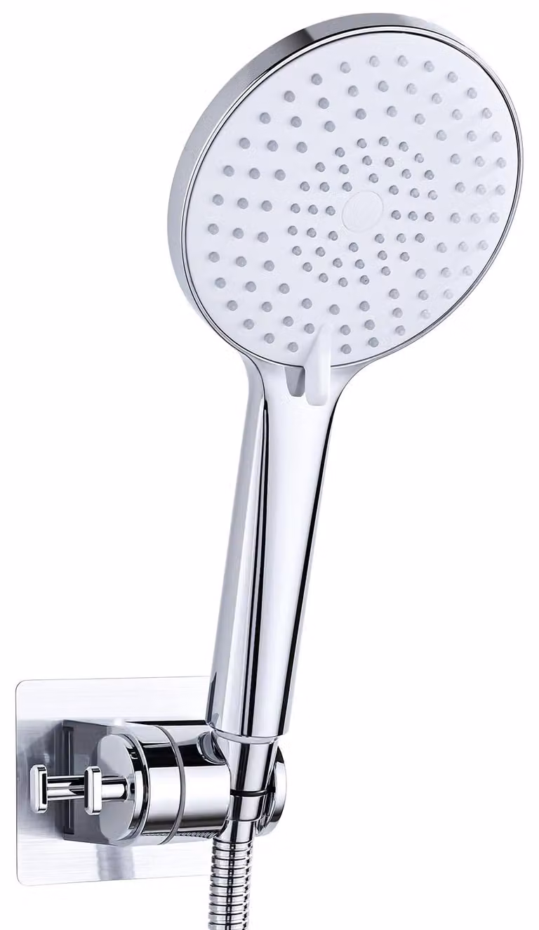 Set doccia a mano con 3 tipi di getto, tubo flessibile da 1,6 metri, soffione rotondo da 120 mm, cromato, per l'uso in doccia