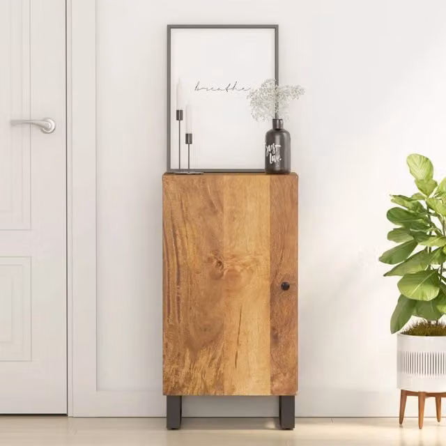 Credenza con Anta 40x31x75 cm in Legno Massello di Mango 352912
