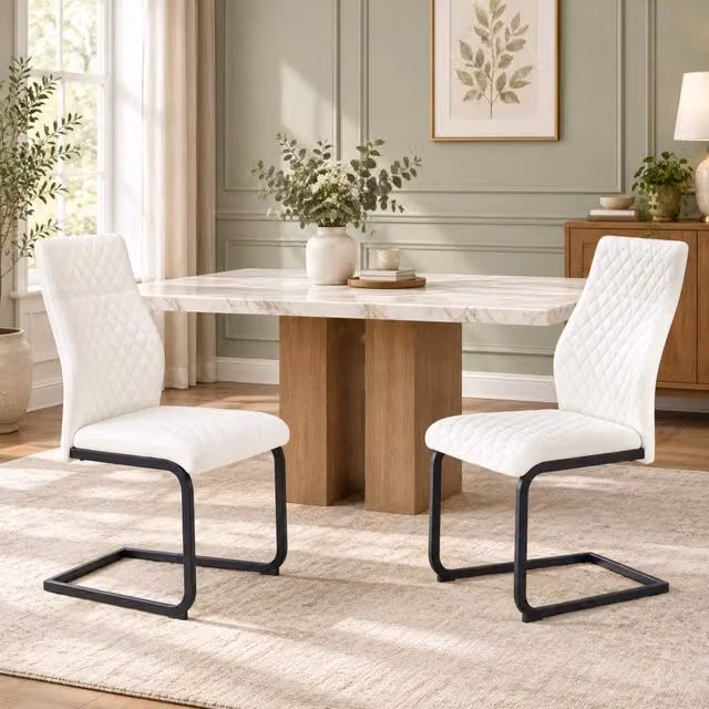 Set da pranzo Mivray composto da tavolo rotondo nero e 2 sedie bianche con struttura in metallo, Diametro: 107 cm, Altezza: 75 cm