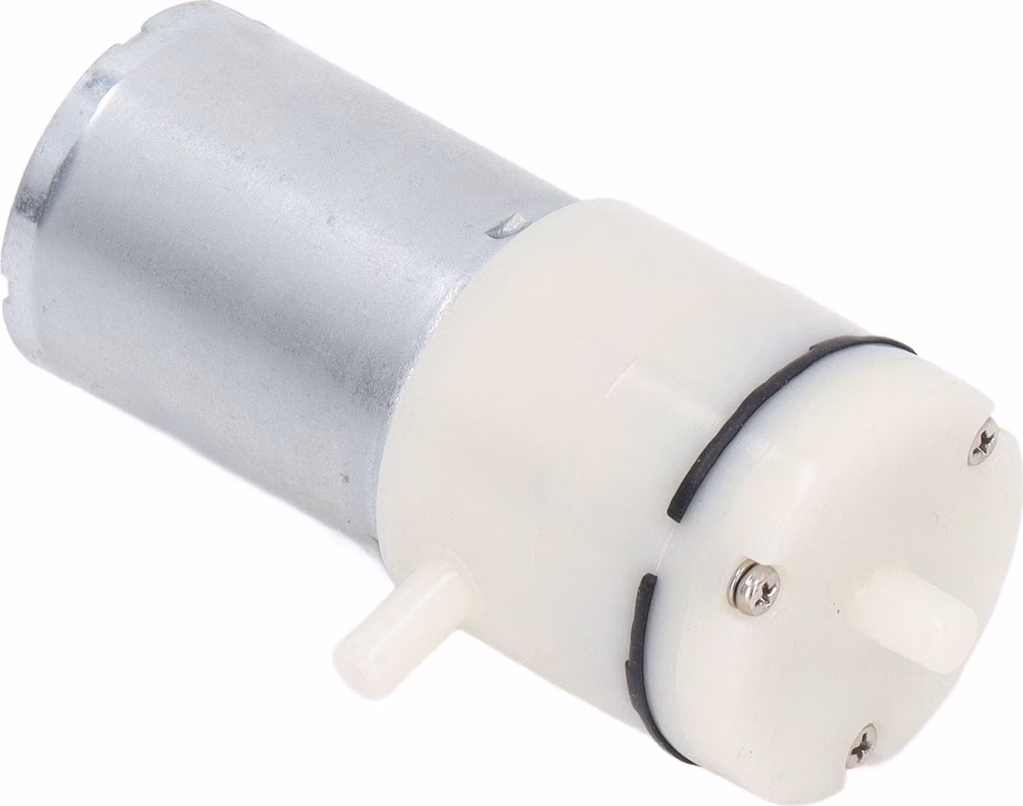 Micro-pompa ad aria, pompa a membrana per vuoto a corrente continua con attacchi aria ad angolo di 90°, bianca, 12 V