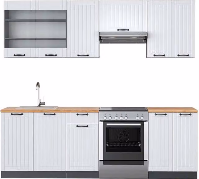 Cucina componibile Fame-Line Vicco Bianco rustico e Antracite, L: 240 cm – 1