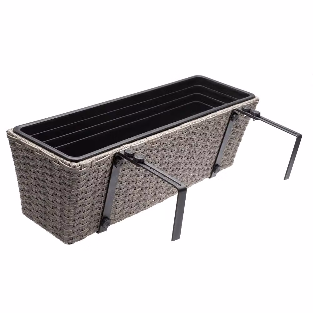 Set di 2 fioriere da balcone Casaria in polyrattan color crema L: 60 cm, P: 20 cm, H: 19 cm – 4