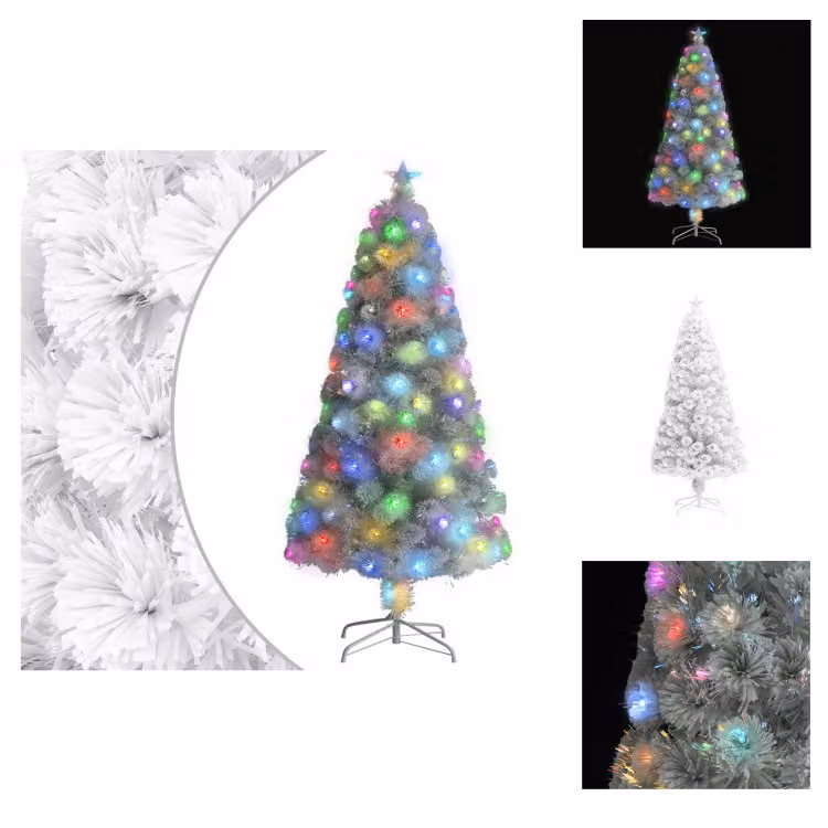 vidaXL Albero di Natale artificiale con illuminazione bianco 120cm in fibra di vetro - Alberi di Natale
