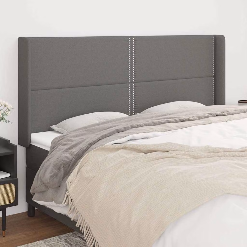 Testiera ad orecchio vidaXL in tessuto grigio scuro L: 183 cm, P: 16 cm, H: 118/128 cm
