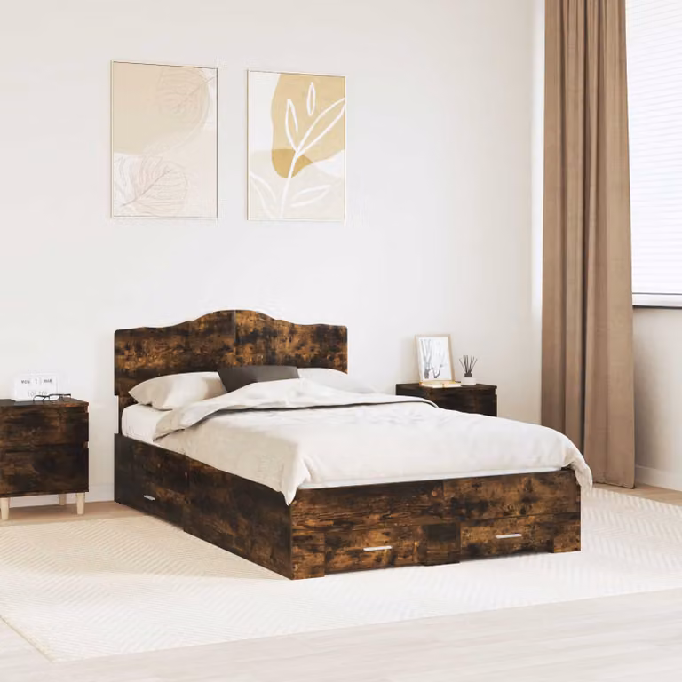 Struttura del letto con cassetto vidaXL in legno color marrone L: 120 cm, P: 200 cm, H: 90 cm