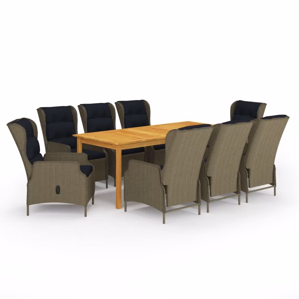 Maison Exclusive - Set da pranzo da giardino da 9 pezzi, marrone