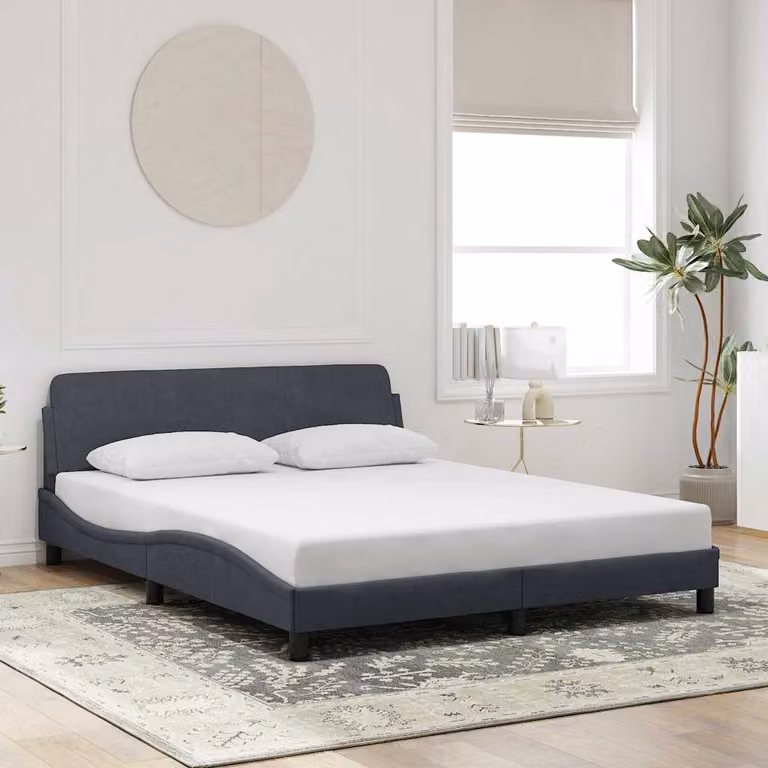 Giroletto vidaXL Dover in velluto grigio scuro L/P/H: 218 x 160 x 140 cm