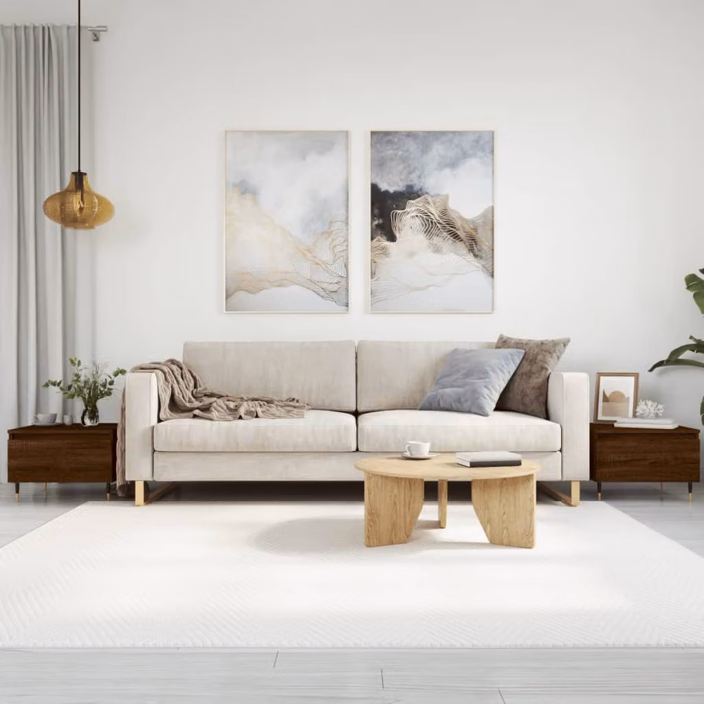 Set di 2 tavolini da salotto vidaXL in legno multistrato e metallo, colore rovere marrone, L 50 cm x P 46 cm x H 35 cm