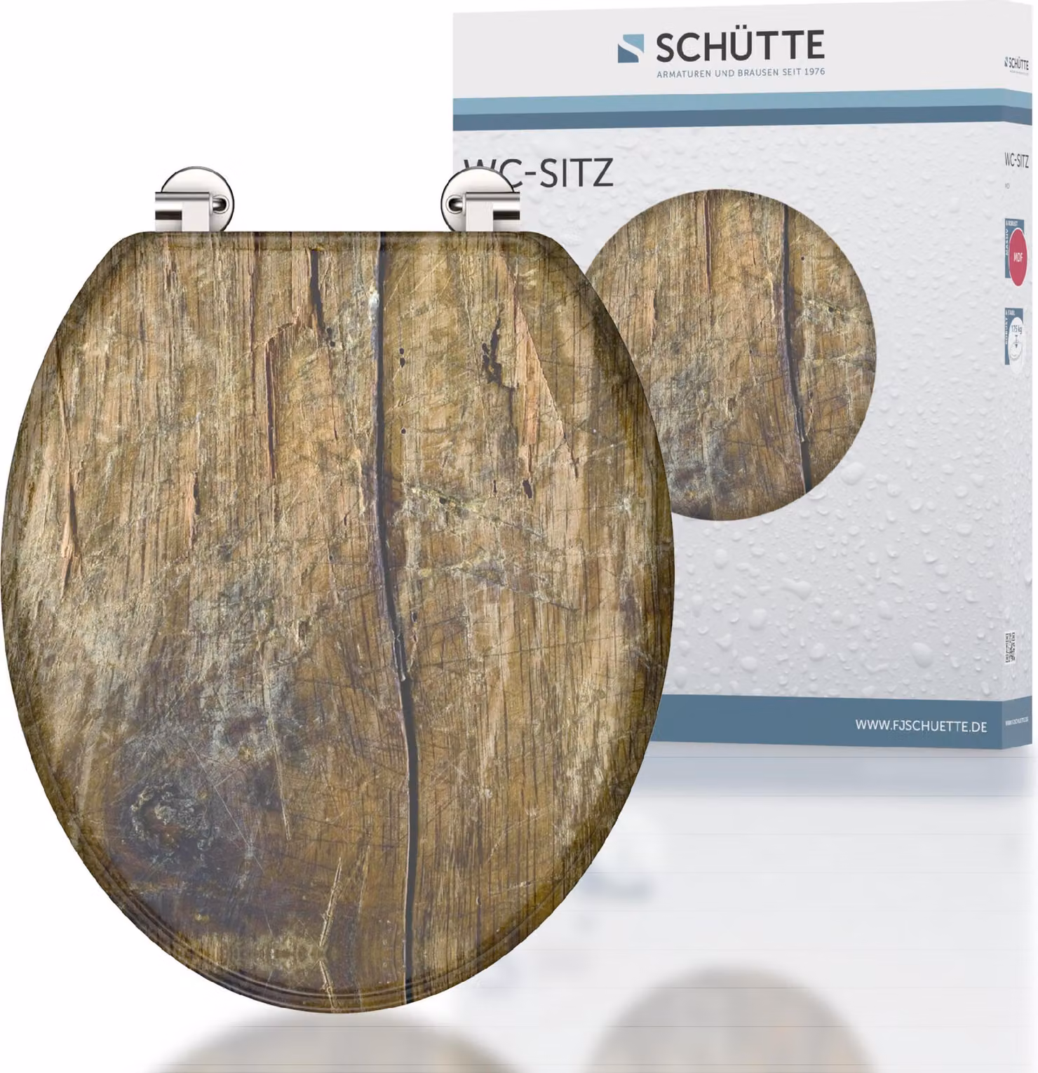 Sedile per WC SCHÜTTE MDF LEGNO SOLIDO, coperchio per WC con chiusura ammortizzata, sedile per WC con anima in legno