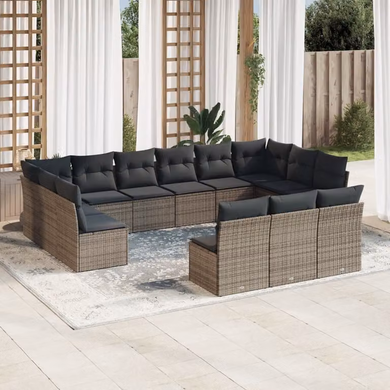 Maison Exclusive - Set Divani da Giardino 13 pz con Cuscini Grigio in Polyrattan