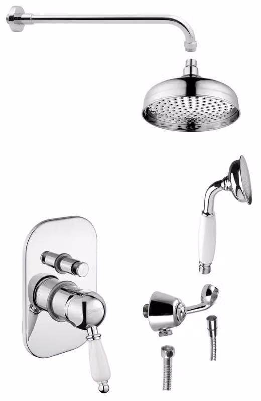 Set doccia da incasso Sapho KIRKÉ WHITE, 2 vie, leva bianca, cromato