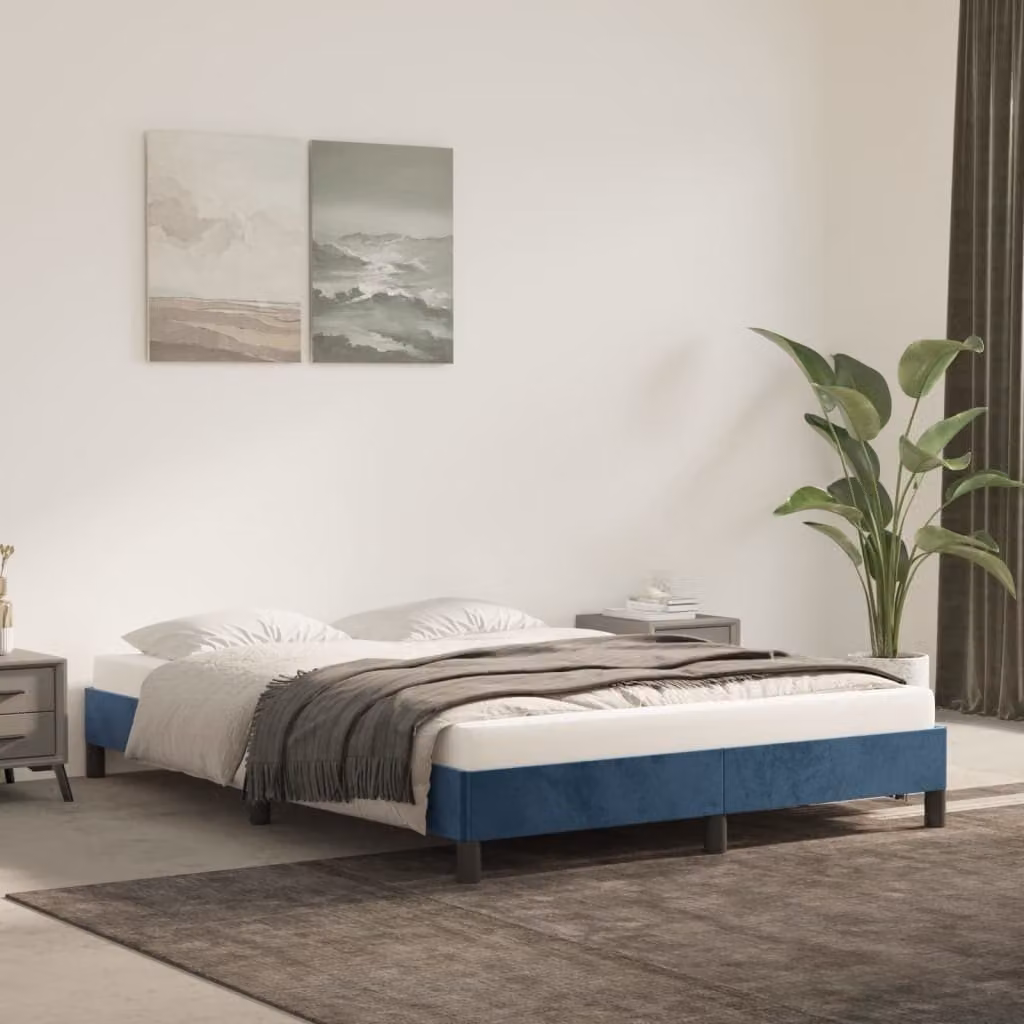 vidaXL Struttura letto blu scuro 140x190 cm in velluto - Struttura letto - Cornici letto - Struttura letto - Letto