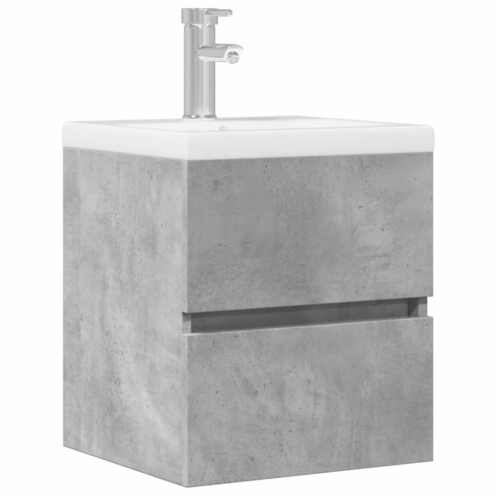 Lavabo Mobile vidaXL Grigio Cemento in Legno Multistrato e MDF, L 41 x P 38,5 x H 45 cm