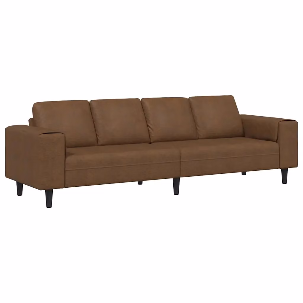 Divano da soggiorno imbottito vidaXL in tessuto marrone con cuscini, L 250 x P 77 x H 76 cm – 2