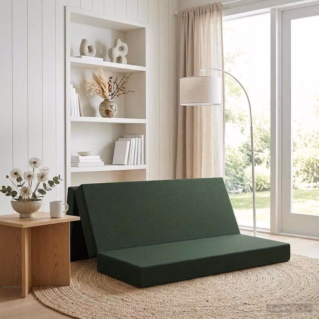 vidaXL Divano Letto Pieghevole Moderno Verde con Struttura Imbottita L: 200 cm, P: 67 cm, H: 45 cm