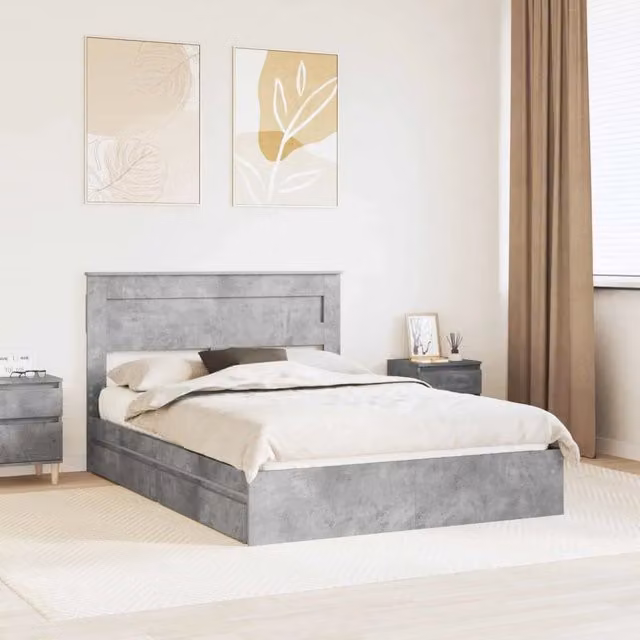 Letto con Contenitore con cassetto Grigio cemento 150 x 200 cm 3409905