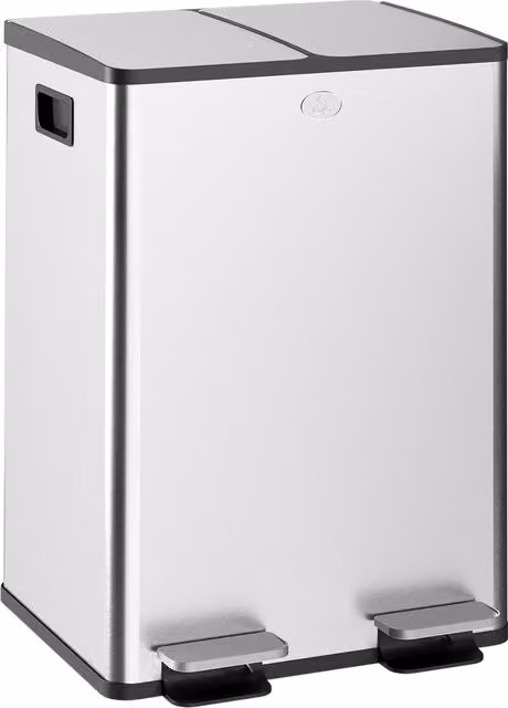 Pattumiera Differenziata HOMCOM con 2 Scomparti da 20L, Cestino da Cucina a Pedale in Acciaio Inox e PP con Coperchi a Chiusura Silenziosa, Argento, L: 45.8 cm, P: 36.0 cm, H: 51.6 cm