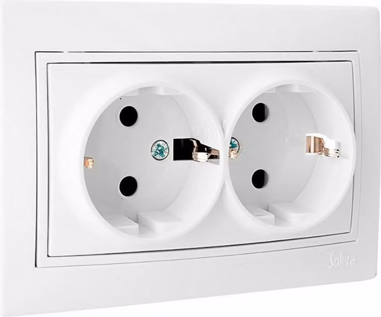 Presa di corrente Solera Europa erp60/2u Doppio sgancio Bianco incassato 250 V 16 A