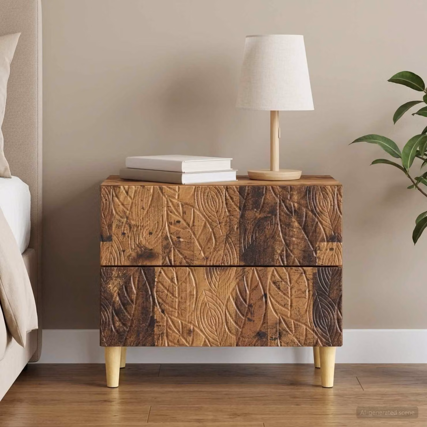 Comodino vidaXL in legno antico marrone L 62 x P 34,5 x H 48 cm