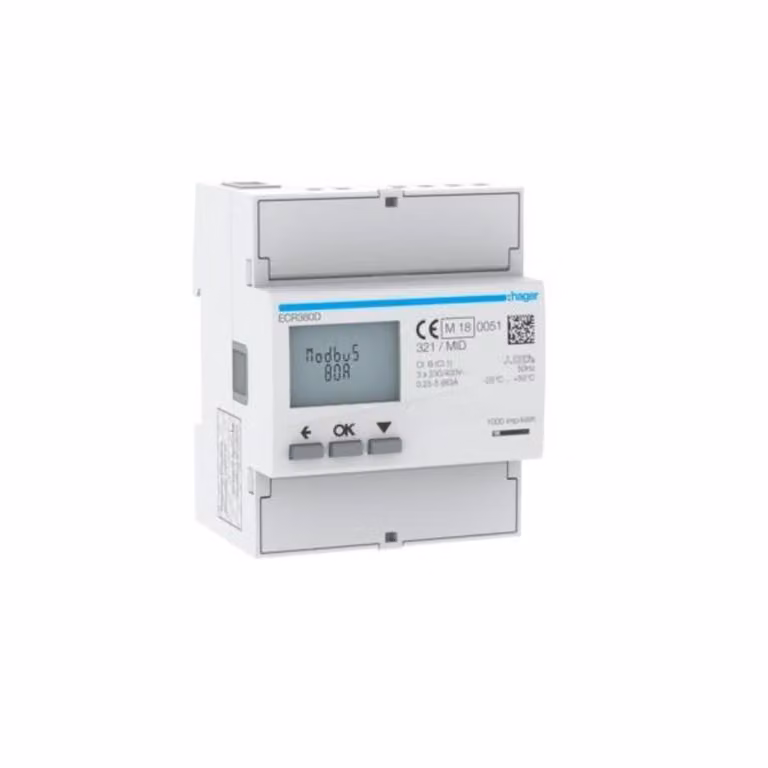 HAGER ECR380D Contatore di energia trifase, diretto80A,4M,MID (ECR380D)