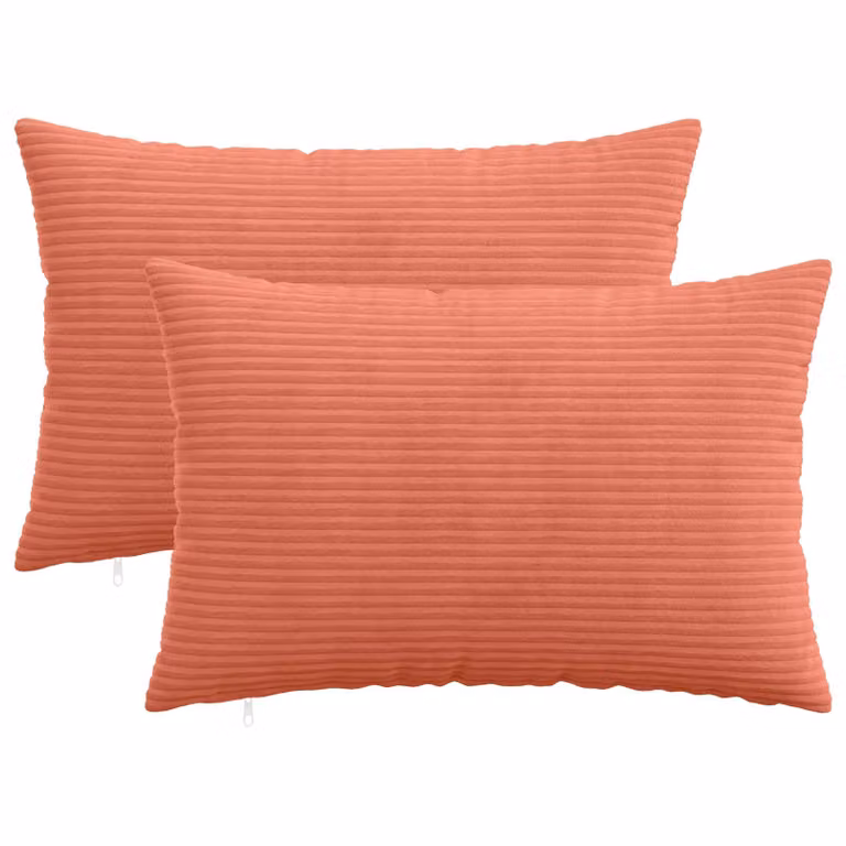 Set di 2 federe vidaXL HEERLEN in velluto a coste, Rosso Arancio, L: 50 cm x P: 70 cm