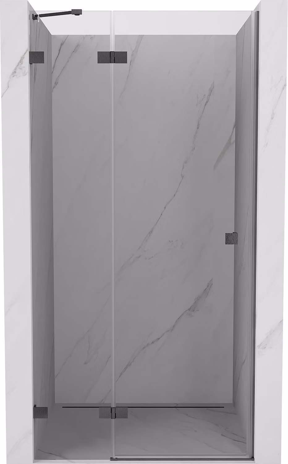 Mexen Lunar porta doccia a battente sinistra 90 cm, trasparente, grigio canna di fucile spazzolato - 834-090-000-66-00-L