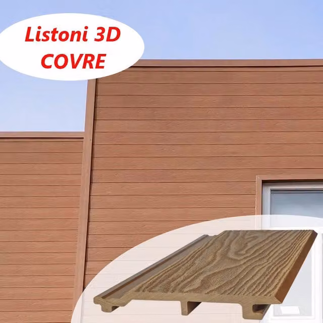 Listoni WPC 3D Covre per rivestimenti colore Teak Plus, copertura 25m², dimensioni listone 17,4 x 220 cm, spessore 21 mm – 1