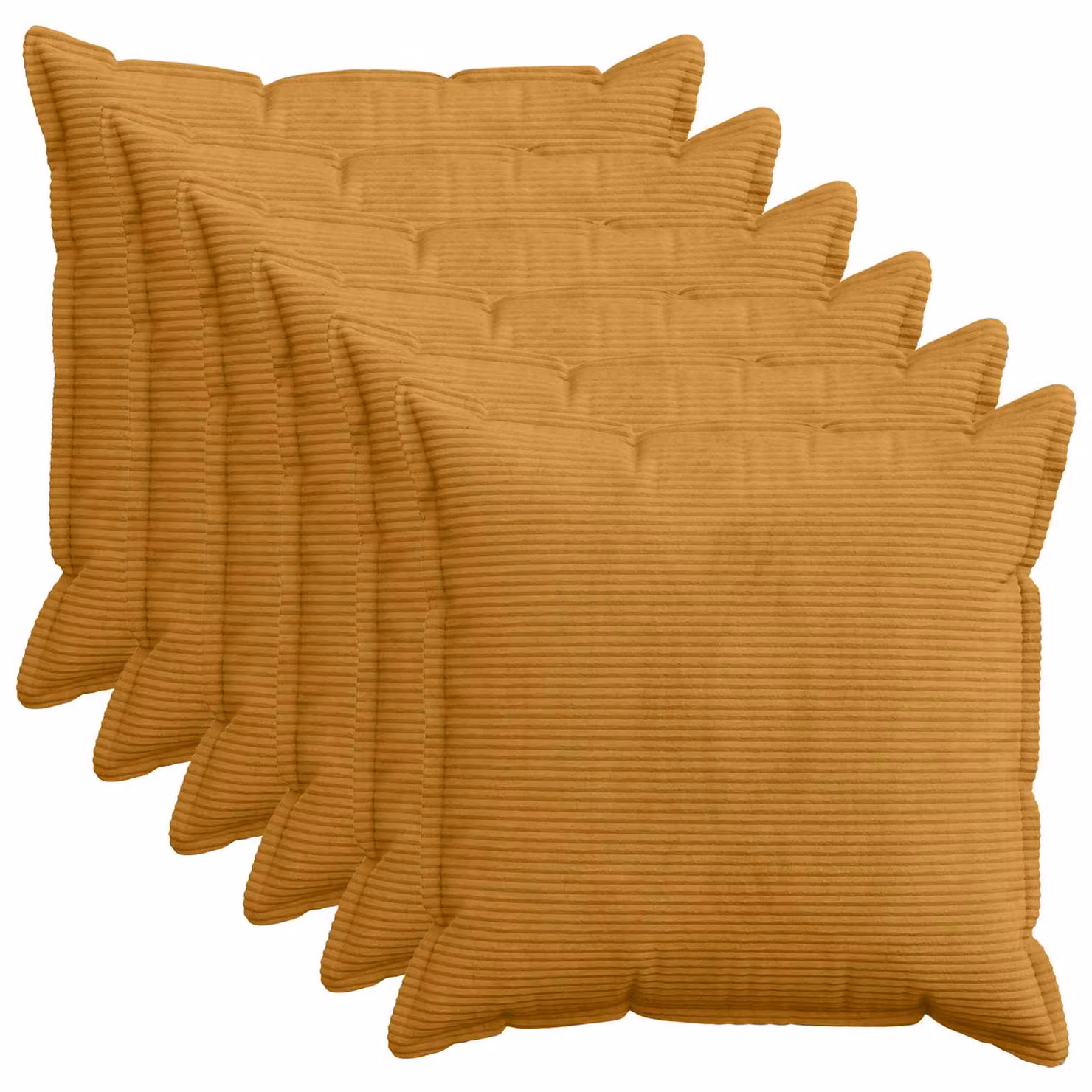 Set di 6 federe vidaXL HOUTEN in velluto a coste, Giallo, 80 x 80 cm