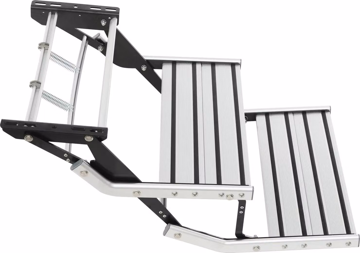 Gradini di accesso in alluminio - Modello pieghevole - Per camper, caravan, yacht - Portata 200 kg - 55×88×44 cm - Argento