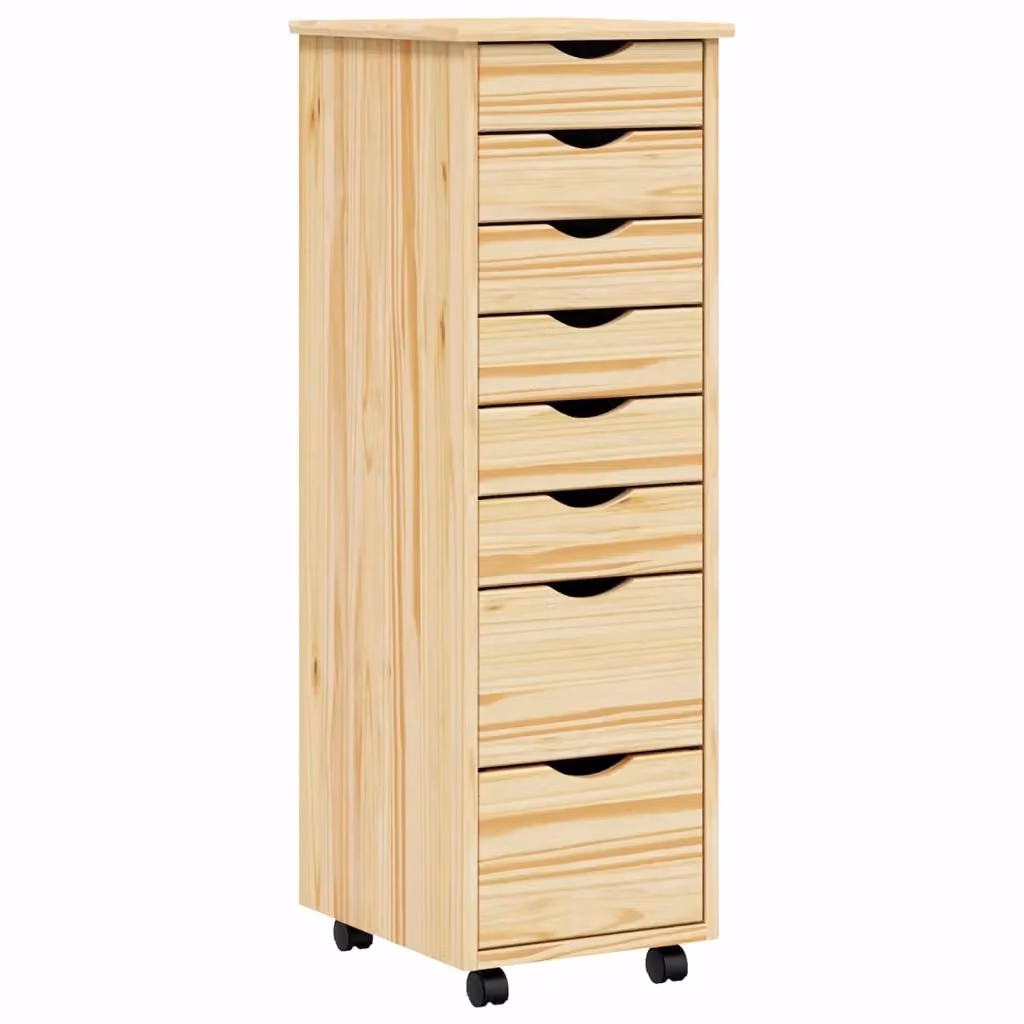 Armadietto con cassetti MOSS vidaXL in legno di pino con ruote, colore beige trasparente, L: 103 cm, P: 39 cm, H: 76 cm – 2