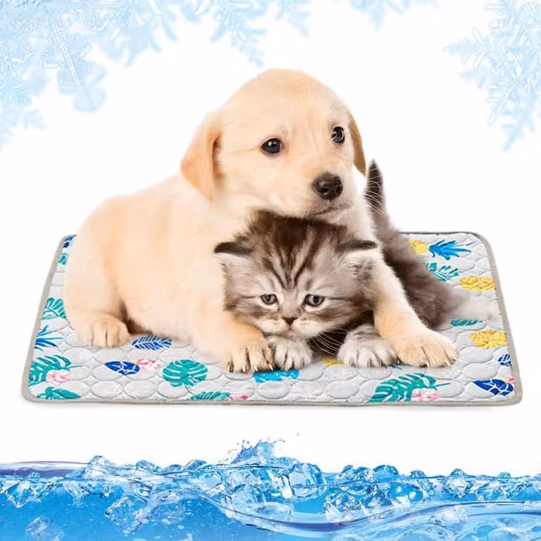 Tappetino refrigerante per cani e gatti, auto-raffreddante, 100x70 cm, lavabile, antiscivolo, grigio