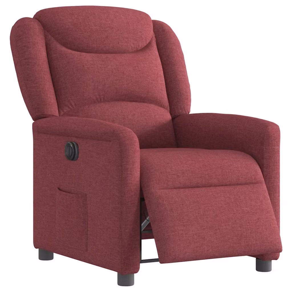 Poltrona elettrica reclinabile relax vidaXL in tessuto rosso con braccioli e funzione auto-return – 2
