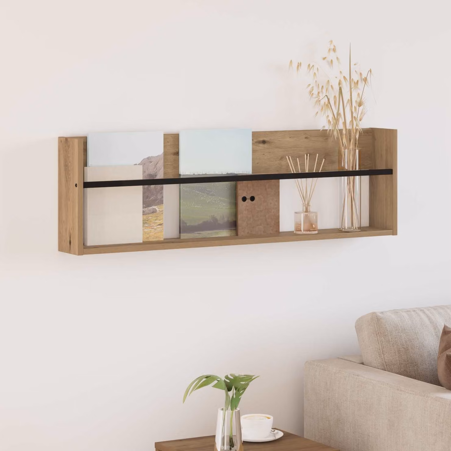 Scaffale per riviste da parete vidaXL in legno marrone moderno L 100 x P 12 x H 30 cm