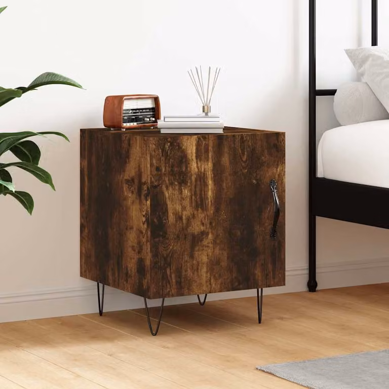 Comodino moderno vidaXL in legno rovere marrone, sospeso a parete, L 40 x P 40 x H 50 cm