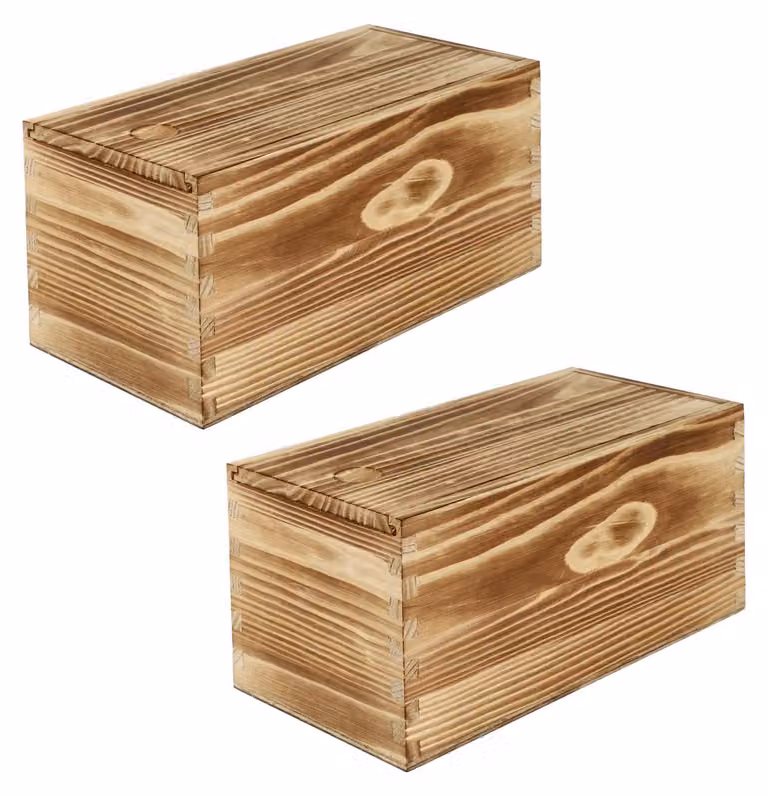 Solidchoice - Set di 2 scatole scorrevoli in legno per cosmetici e gioielli