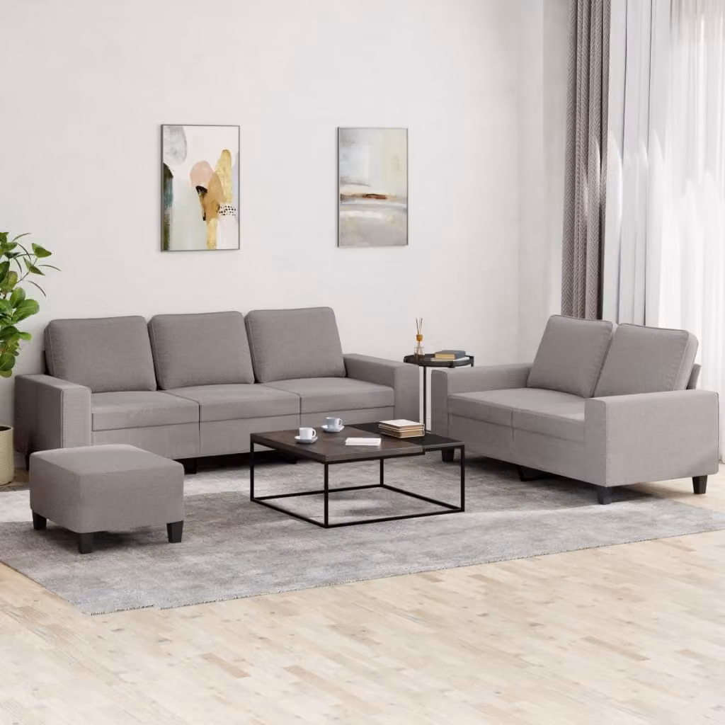 Maison Exclusive - Set di divani a 3 posti in tessuto color taupe