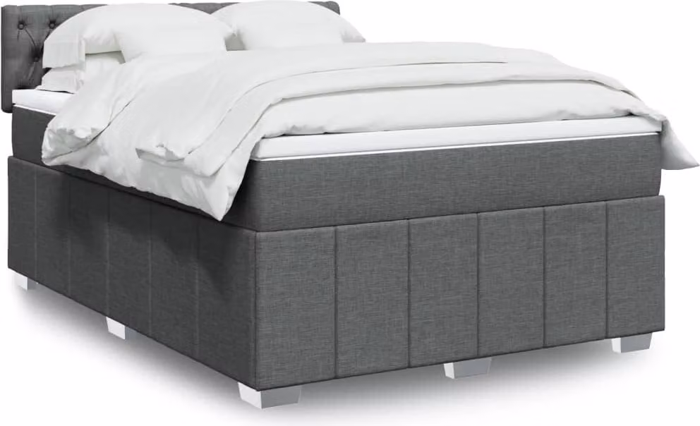 Maison Exclusive - Giroletto a Molle con Materasso Grigio Scuro 160x200 cm Tessuto