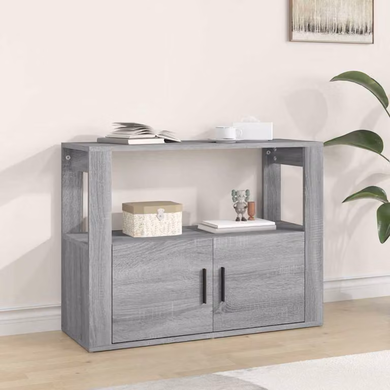 Credenza vidaXL in legno multistrato Grigio Sonoma L: 80 cm, P: 30 cm, H: 60 cm