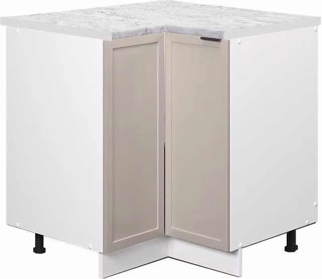 Mobile ad angolo cucina Fame-Line GrigioBeige/Bianco 80.5 cm, PL Marmo Vicco