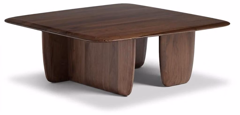 Tavolino da caffè in stile giapponese, legno marrone, design moderno.