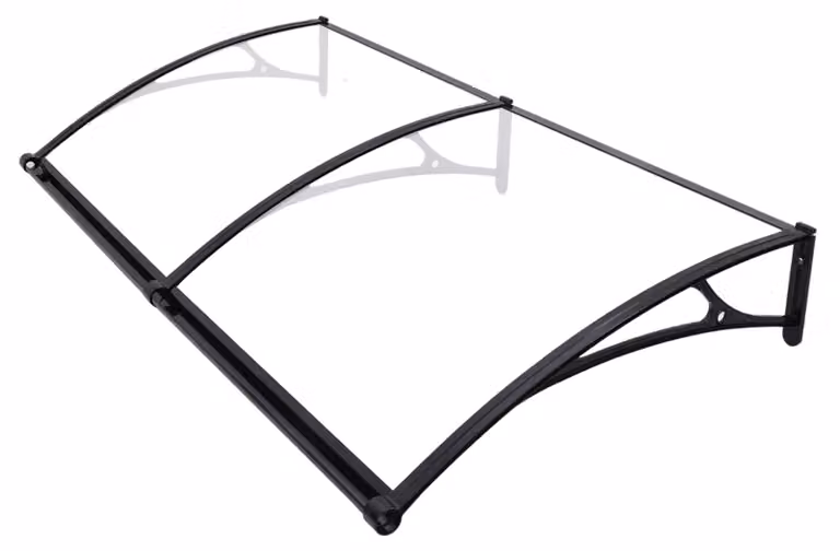 Copertura per porta, dimensioni 100x200 cm, struttura in alluminio, materiale in policarbonato, trasparente