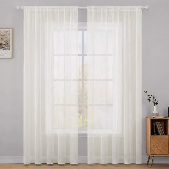 Tenda in voile trasparente - decorazione natalizia - set da 2 - avorio - 175 x 140 cm